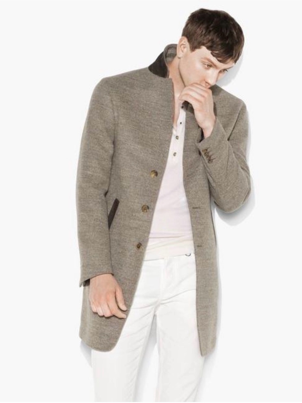 John Varvatos Collection Wool Blend 3/4 Length Coat Size EU 50 USA 40